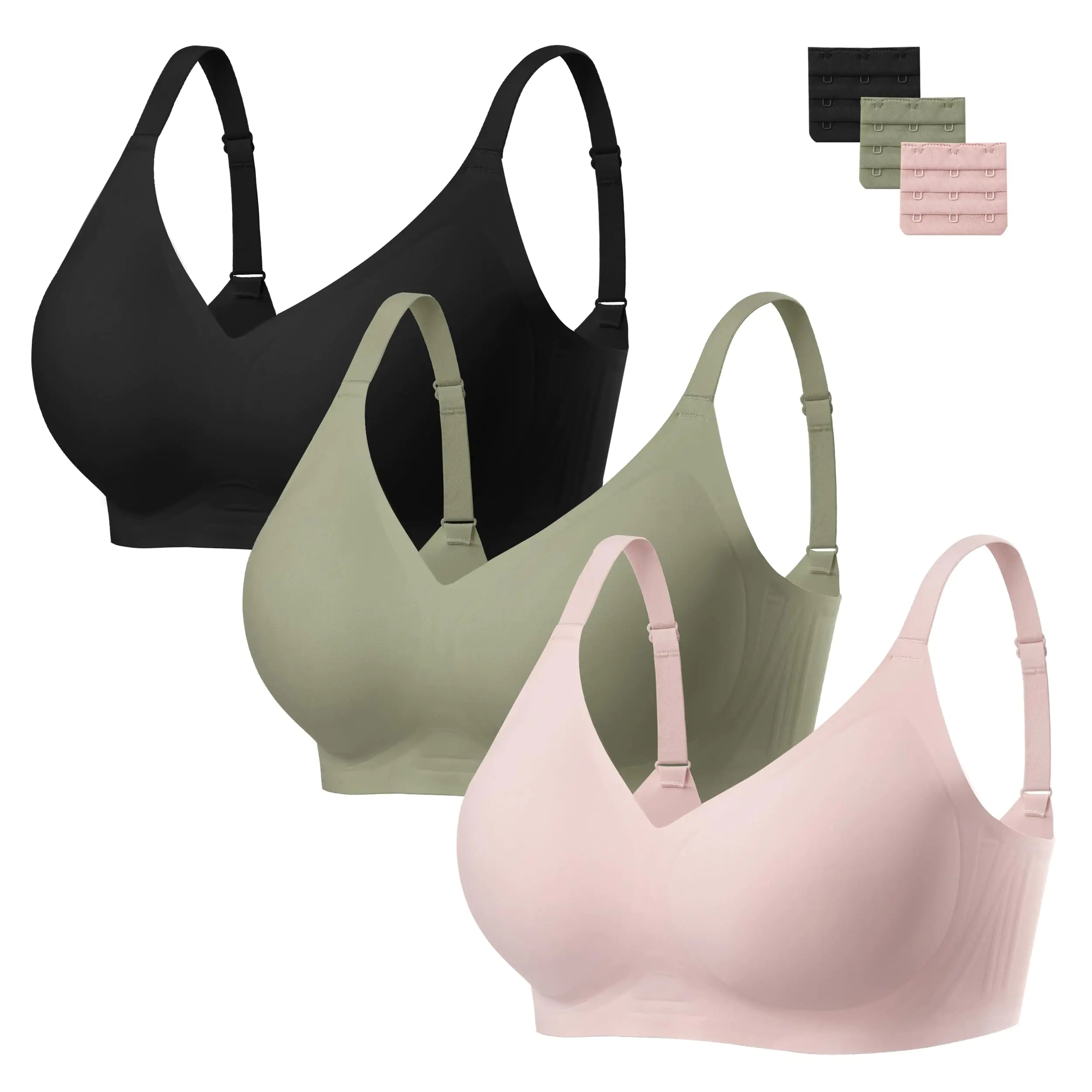3-Pack Wireless Seamless Bras for Women
